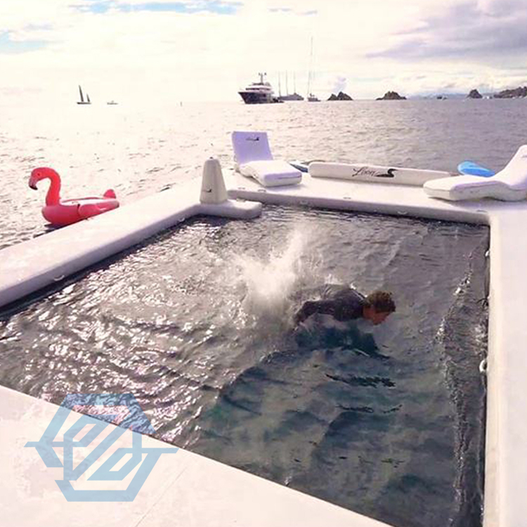 DWF Double Wall Fabric Yacht Pool Float Ocean Inflatable Sea Swimming Pool with Net