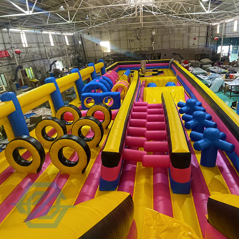  Inflatable Park with Obstacles Slide and Rotating Mechanical for Kids