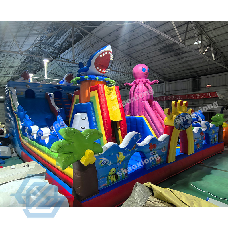  Inflatable Ocean theme Park Playground with Climbing Slide