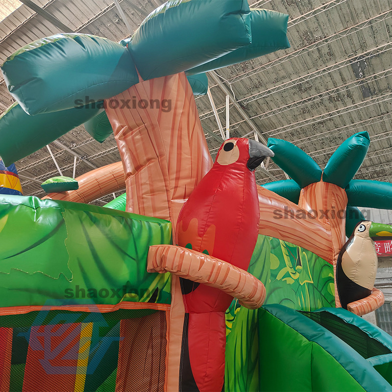Inflatable Tropical Rainforest Theme Bounce House with Slide