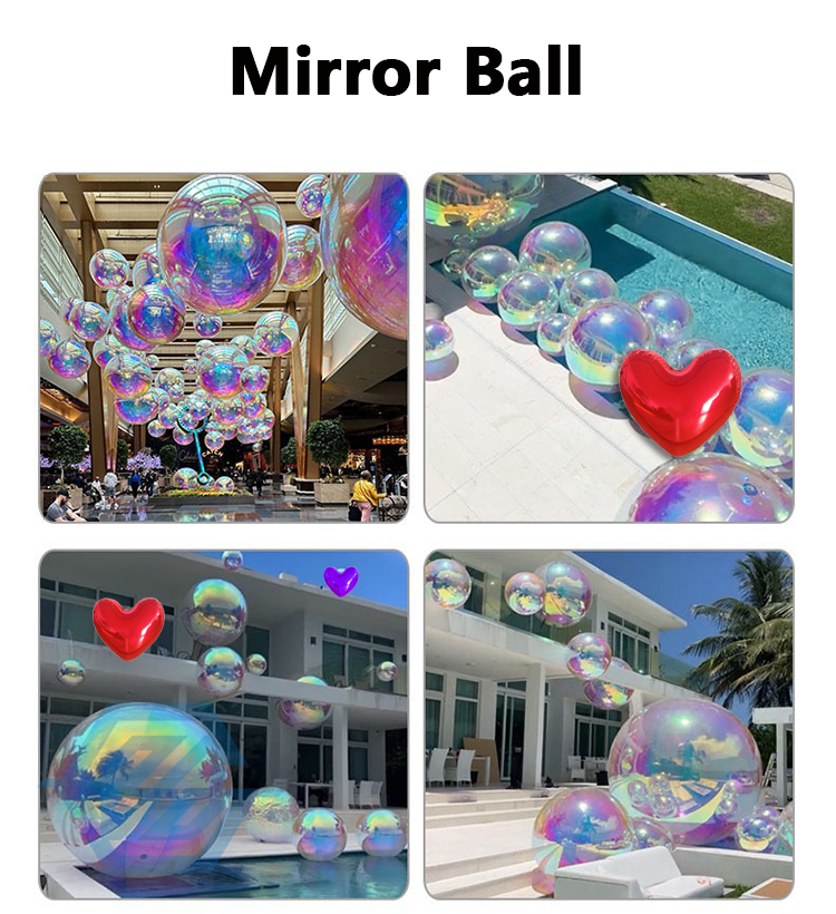 Advertising Inflatable Heart Shaped Mirror Balloon Inflatable Mirror Ball