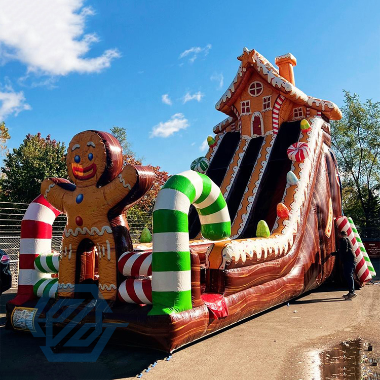 Inflatable Christmas Gingerbread House Bouncer Slide Rent