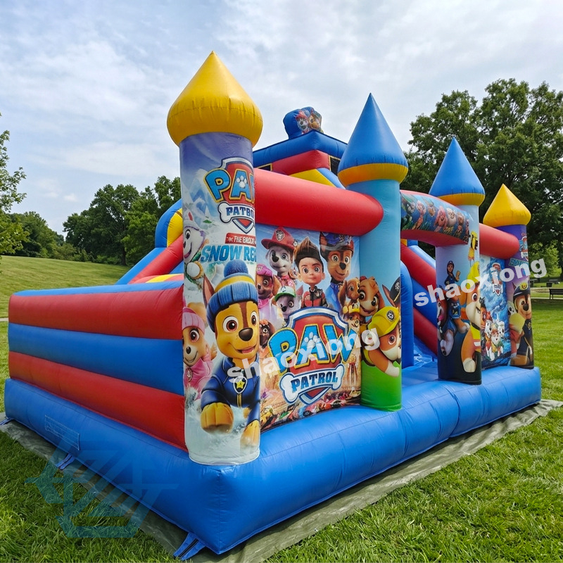 Commercial Inflatable Patrol Bounce House Slide Combo With Blower