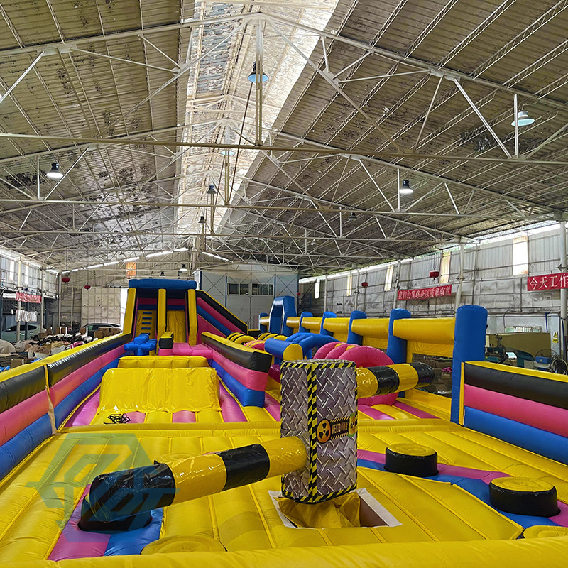  Inflatable Park with Obstacles Slide and Rotating Mechanical for Kids