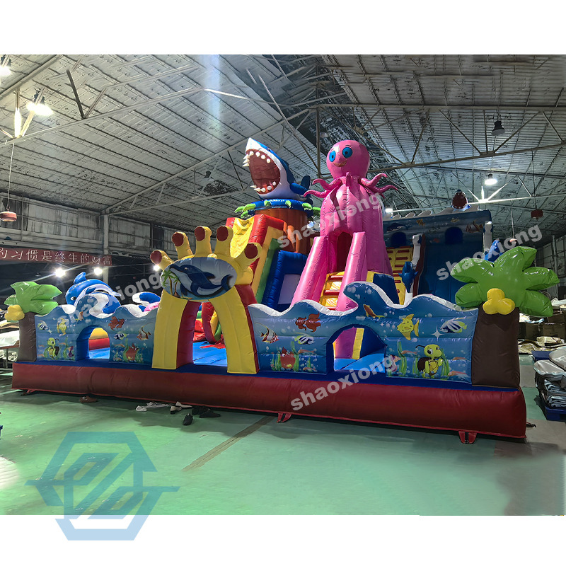  Inflatable Ocean theme Park Playground with Climbing Slide