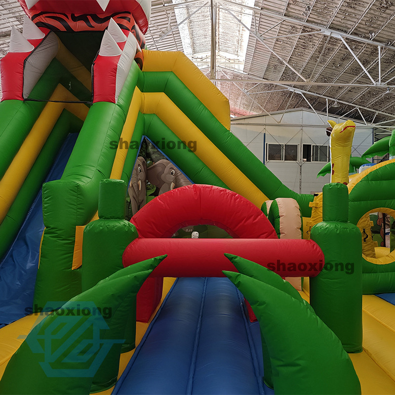 Large Inflatable Safari Animal Theme Bounce House with Slide