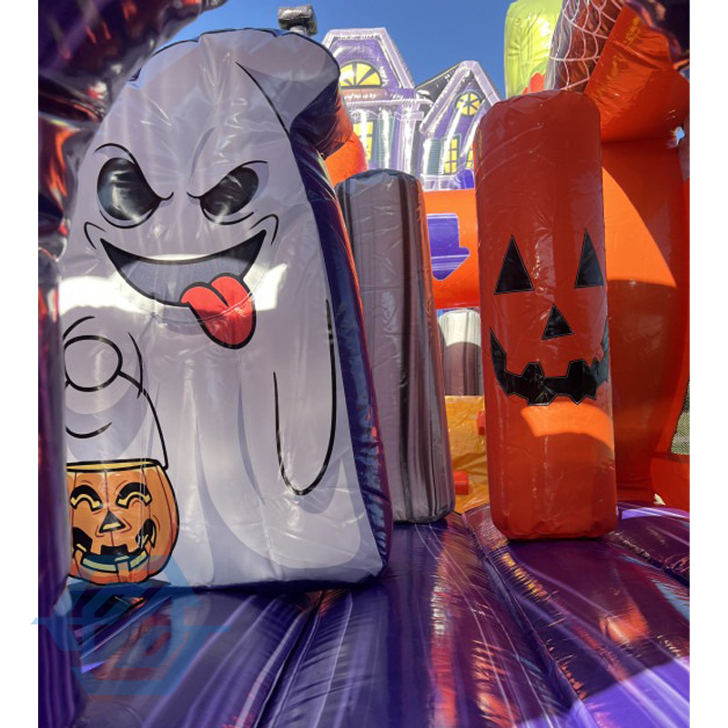 Commercial Inflatable Pumpkin Farm Halloween Obstacle Course