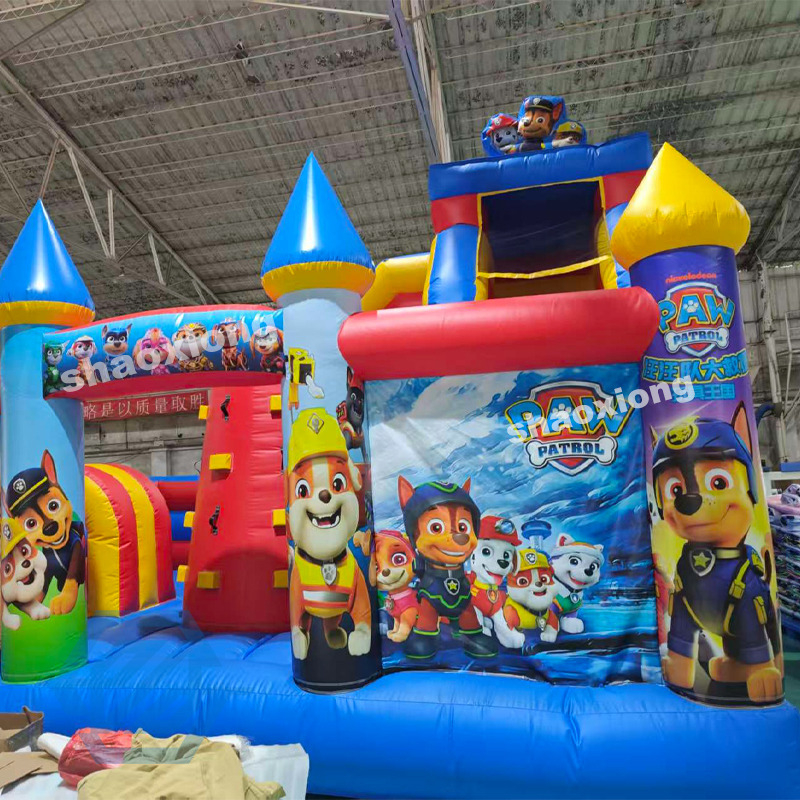 Commercial Inflatable Patrol Bounce House Slide Combo With Blower