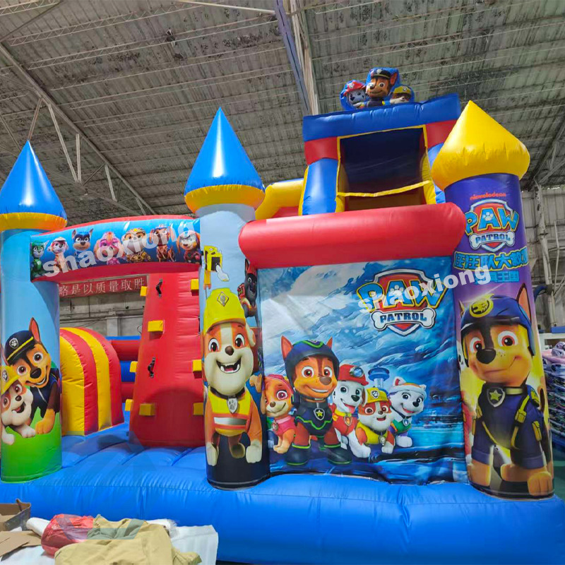 Commercial Inflatable Patrol Bounce House Slide Combo With Blower
