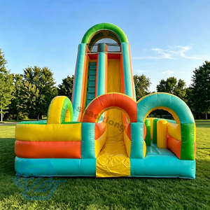 Inflatable Bounce House Obstacle Course Slide Combo with Blower