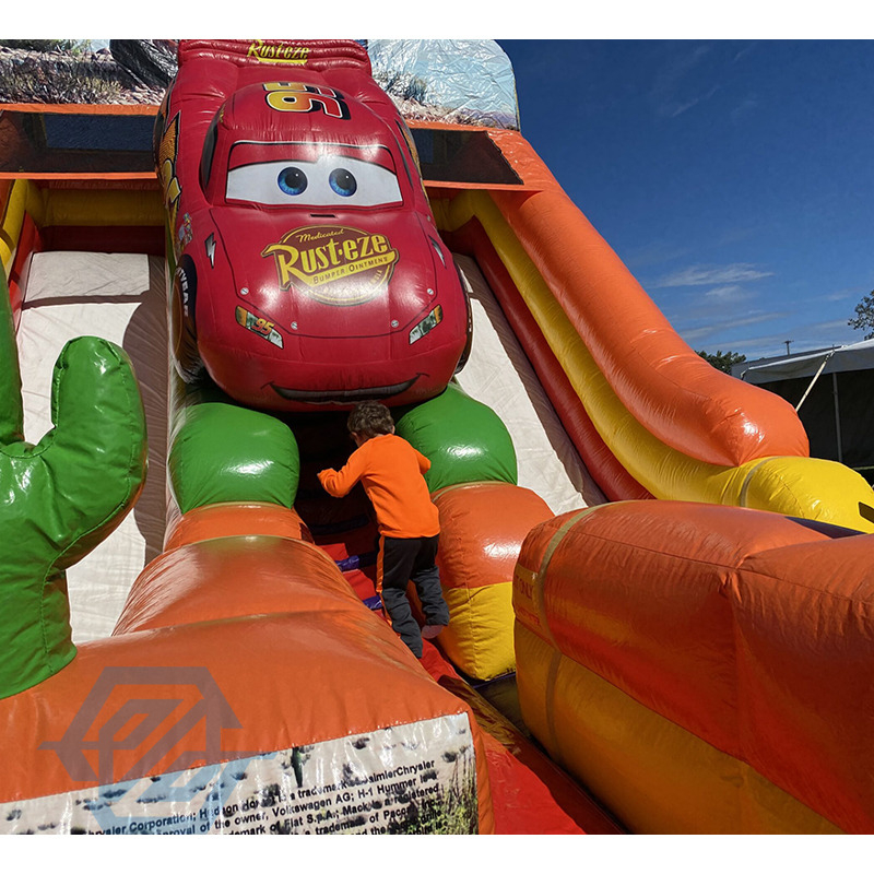 Outdoor Car Theme Inflatable Double Dry Slides
