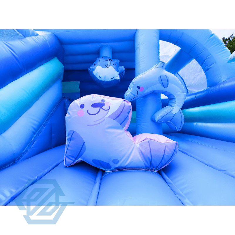 Outdoor Ocean Theme Inflatable Bounce House Slides