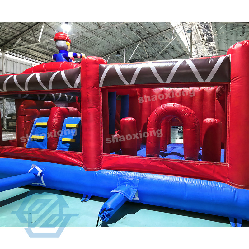 Inflatable Fire Fighting Truck Theme Bounce House with Slide for Sale