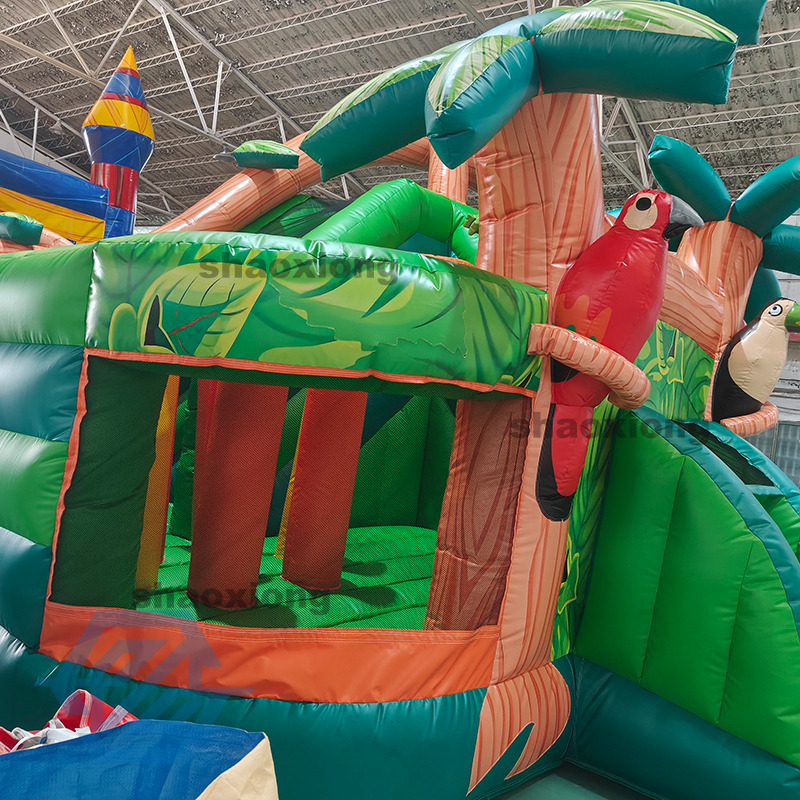 Inflatable Tropical Rainforest Theme Bounce House with Slide