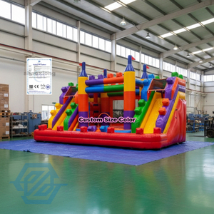 Outdoor Kids Inflatable Block Bounce House Double Slides Combo
