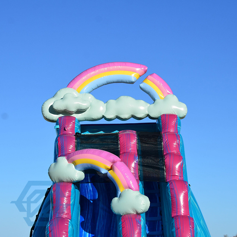  Inflatable Rainbow Large Water Slides Detachable Pool with Blower