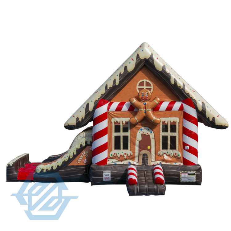 Inflatable Christmas Gingerbread Bounce House Dry Slide Rent