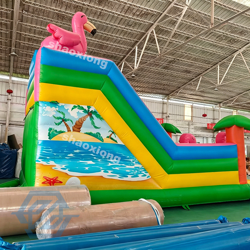 Outdoor Animal Theme Flamingo Inflatable Double Lane Slide for Sale