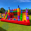 Outdoor Kids Inflatable Block Bouncy Castle Double Slides Combo