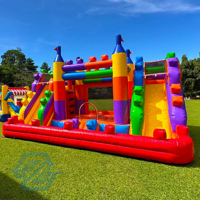 Outdoor Kids Inflatable Block Bouncy Castle Double Slides Combo