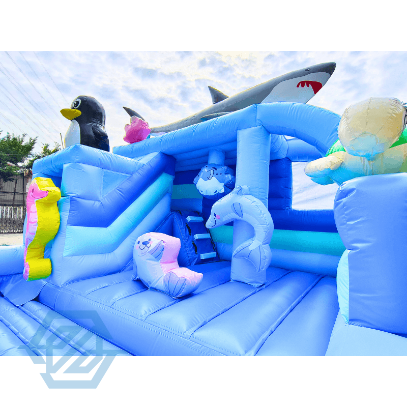 Outdoor Ocean Theme Inflatable Bounce House Slides