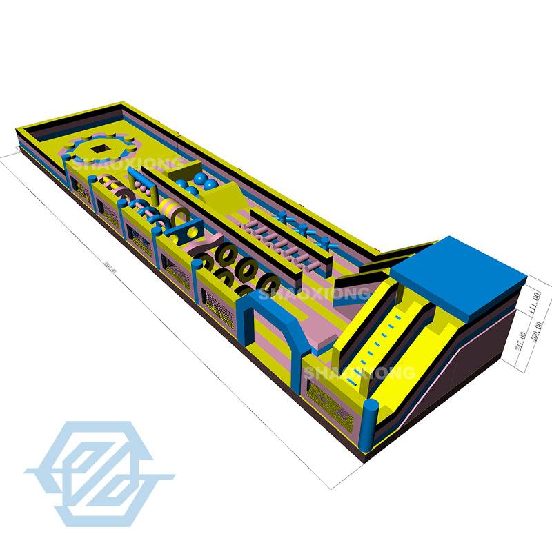  Inflatable Park with Obstacles Slide and Rotating Mechanical for Kids