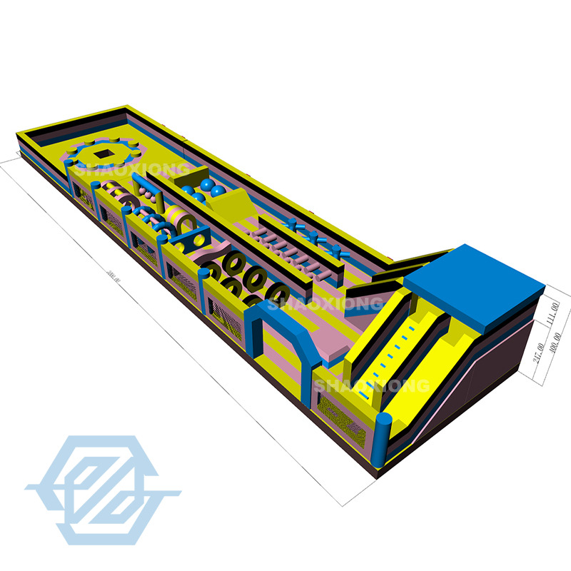  Inflatable Park with Obstacles Slide and Rotating Mechanical for Kids