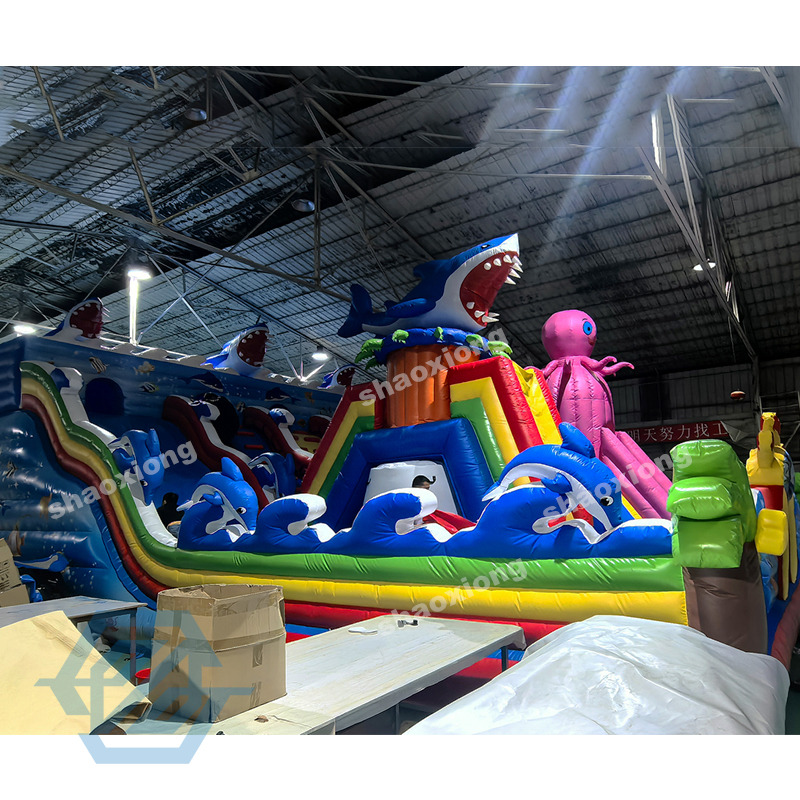  Inflatable Ocean theme Park Playground with Climbing Slide