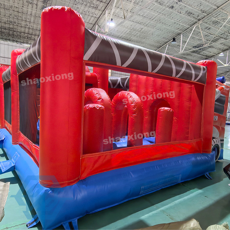 Inflatable Fire Fighting Truck Theme Bounce House with Slide for Sale
