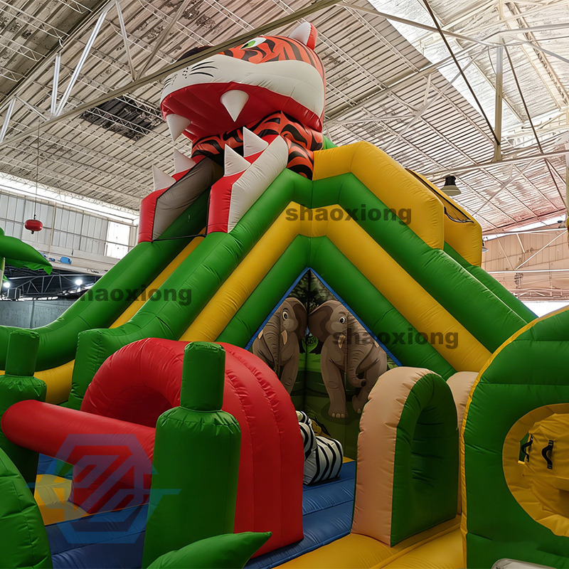 Large Inflatable Safari Animal Theme Bounce House with Slide