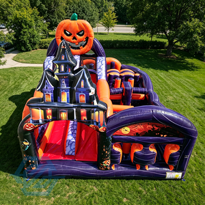 Inflatable Pumpkin Farm Halloween Obstacle Course with Blower 