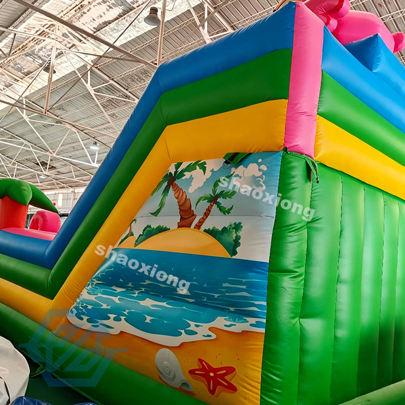 Outdoor Animal Theme Flamingo Inflatable Double Lane Slide for Sale