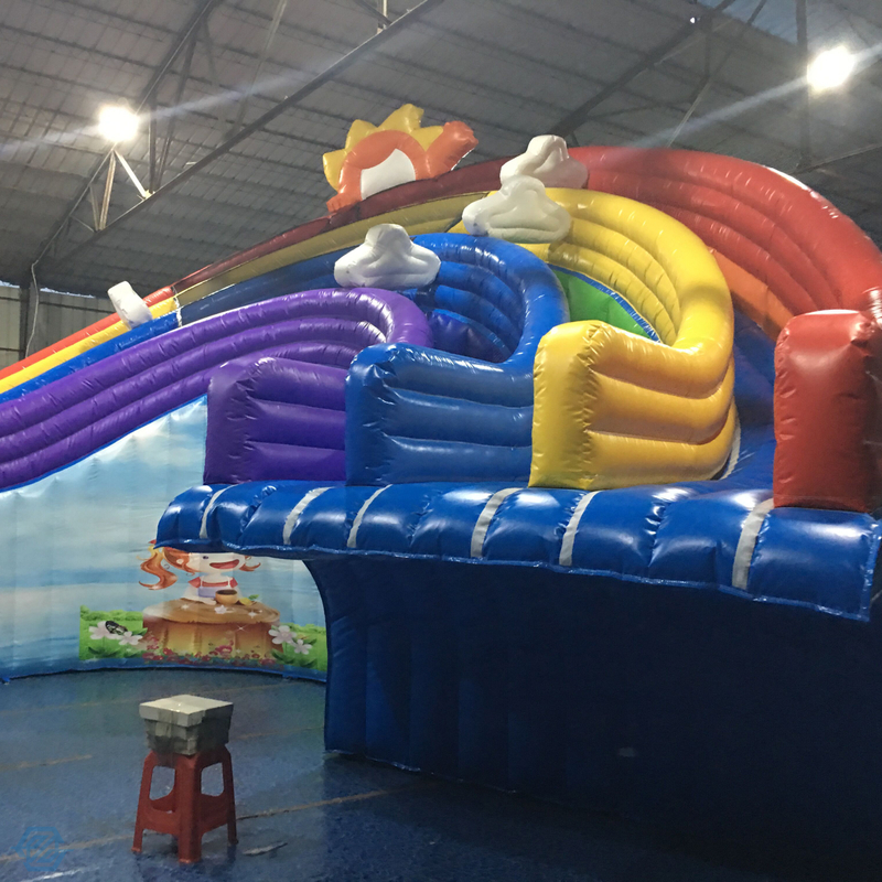 Large Rainbow Inflatable Slide Water Park Amusement Park for Commercial