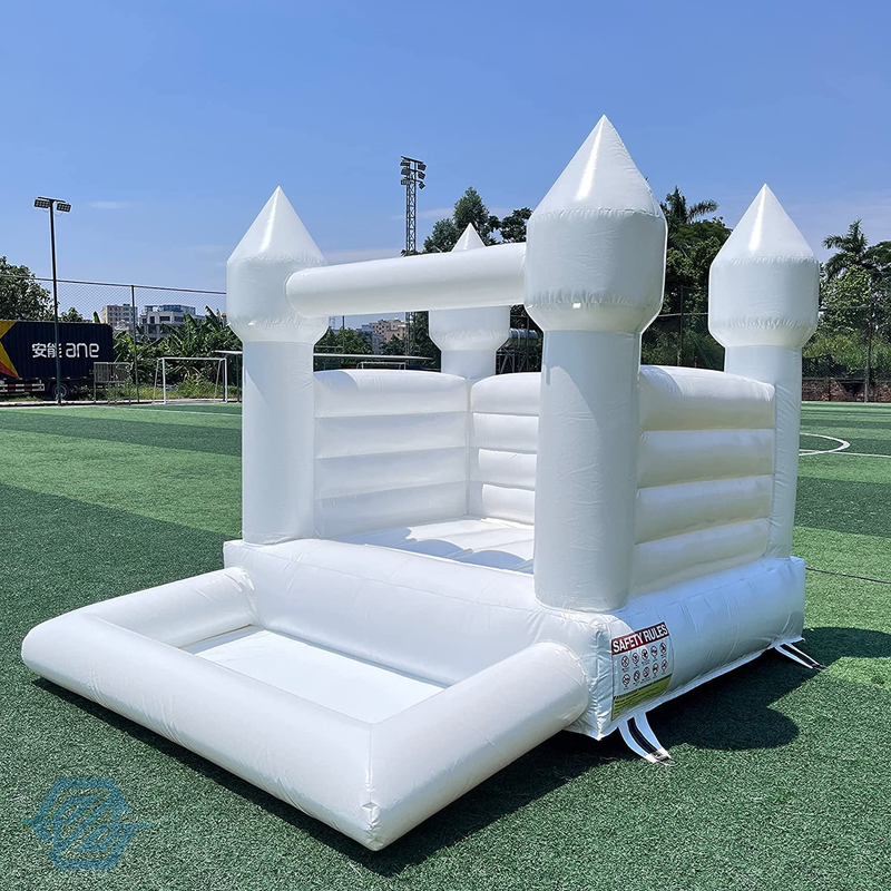 Inflatable White Bouncy Castle with Ball Pit for Wedding Events