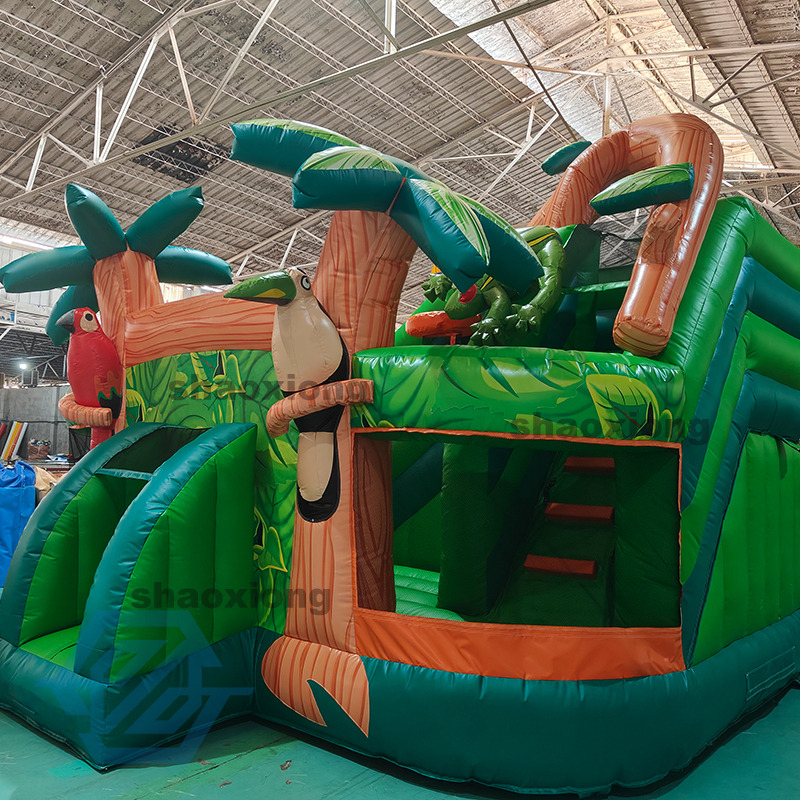 Inflatable Tropical Rainforest Theme Bounce House with Slide