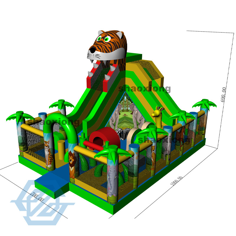 Large Inflatable Safari Animal Theme Bounce House with Slide
