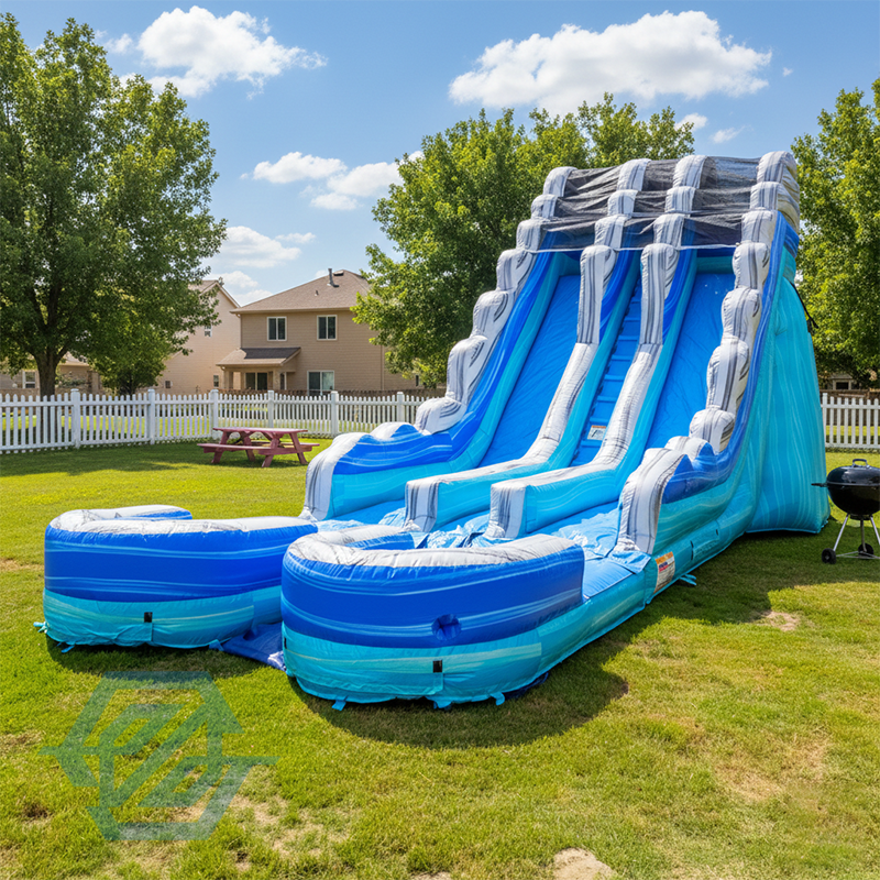  Inflatable Large Double Water Slides Detachable Pool with Blower
