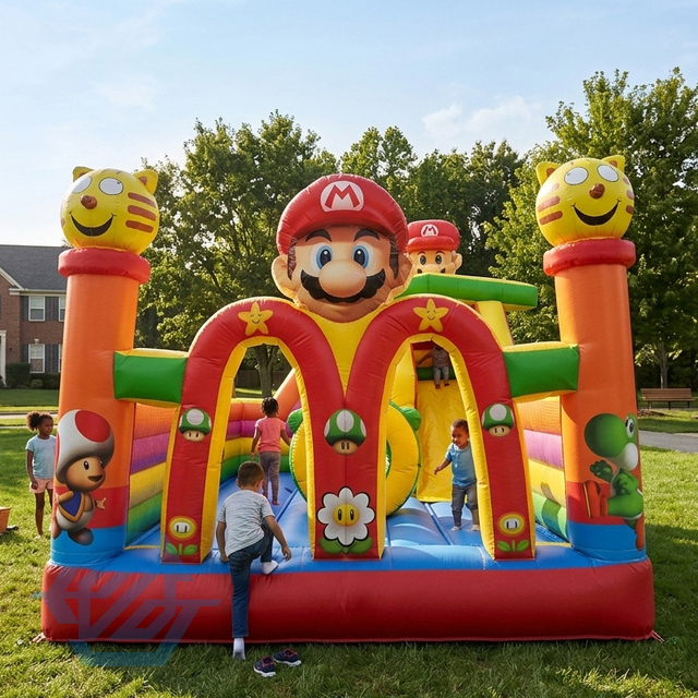 Inflatable Mario Bounce House with Slide Combo