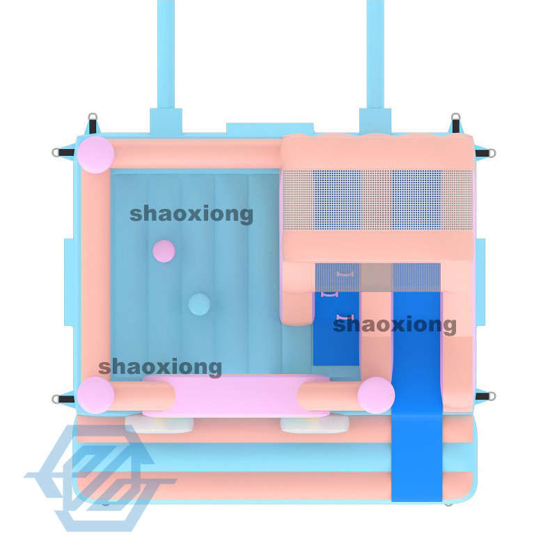 Inflatable Rainbow Bounce House with Slide Combo with Blower