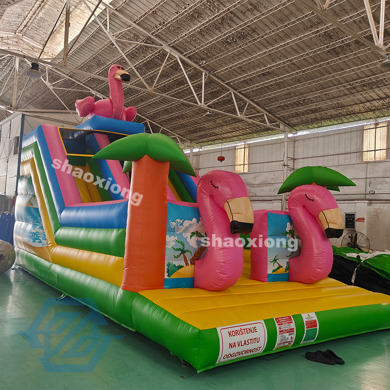 Outdoor Animal Theme Flamingo Inflatable Double Lane Slide for Sale