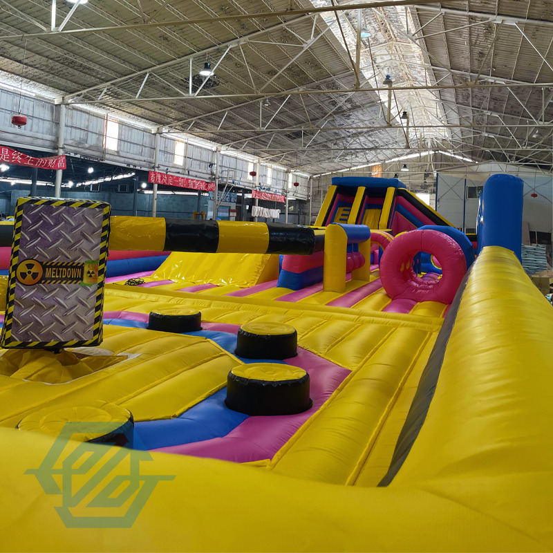  Inflatable Park with Obstacles Slide and Rotating Mechanical for Kids