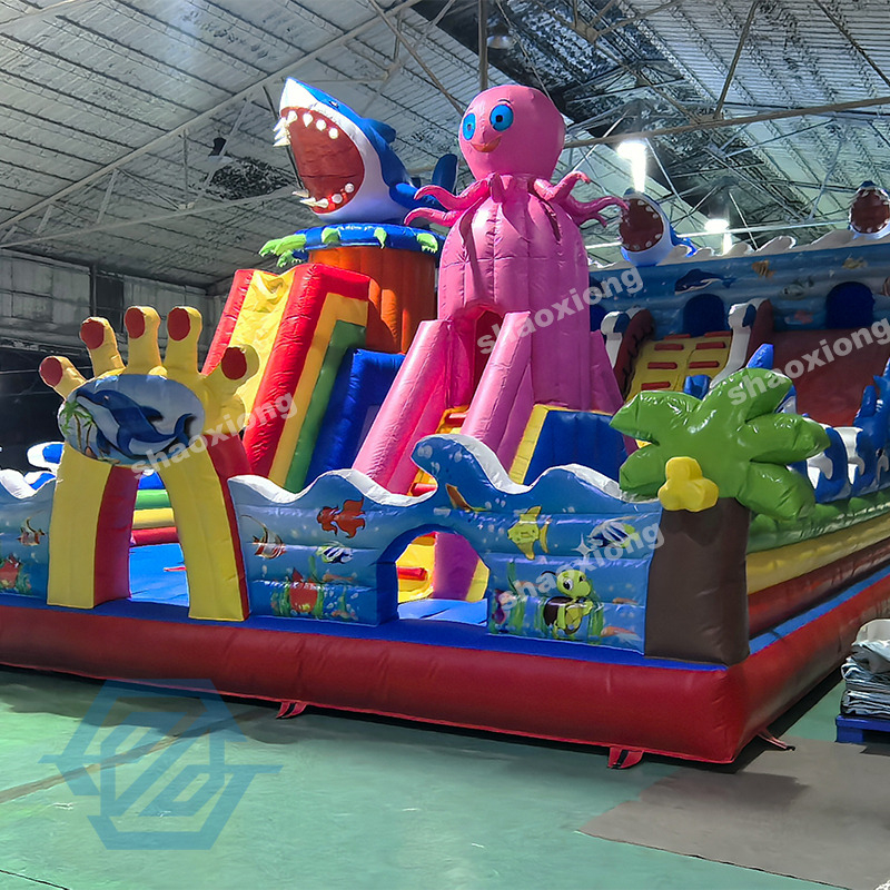  Inflatable Ocean theme Park Playground with Climbing Slide