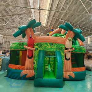 Inflatable Tropical Rainforest Theme Bounce House with Slide