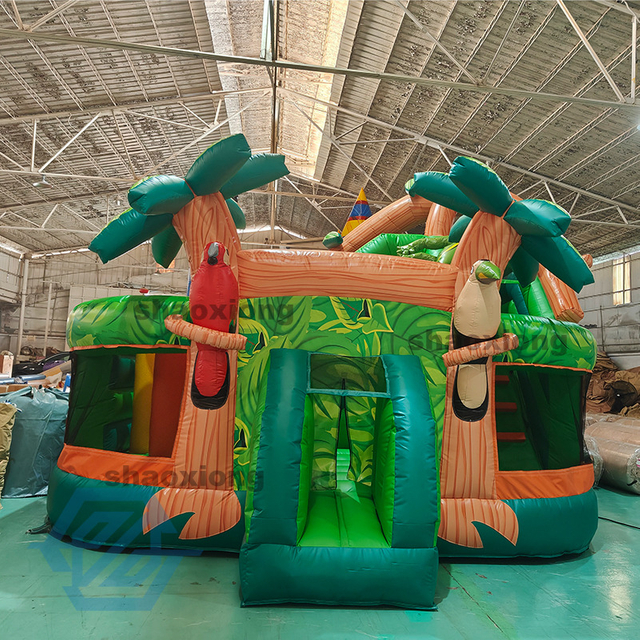 Inflatable Tropical Rainforest Theme Bounce House with Slide
