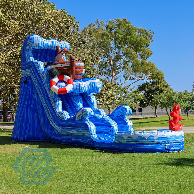  Inflatable Pirate Ship Theme Large Water Slides Detachable Pool