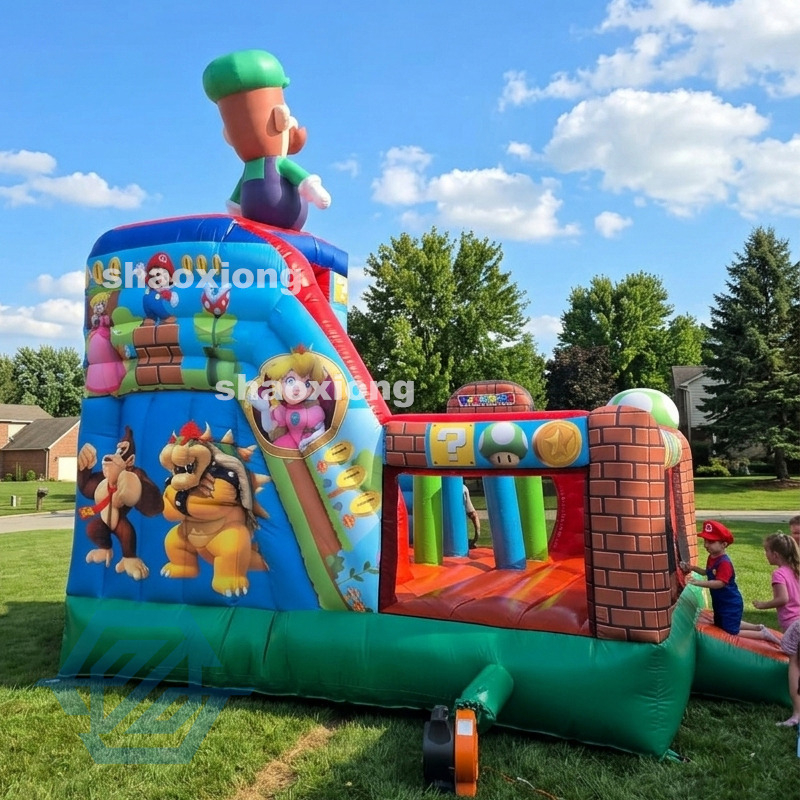 Inflatable Cartoon Theme Bounce House with Slide