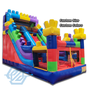 Inflatable Bouncer Building Blocks Slide with Blower for Sale