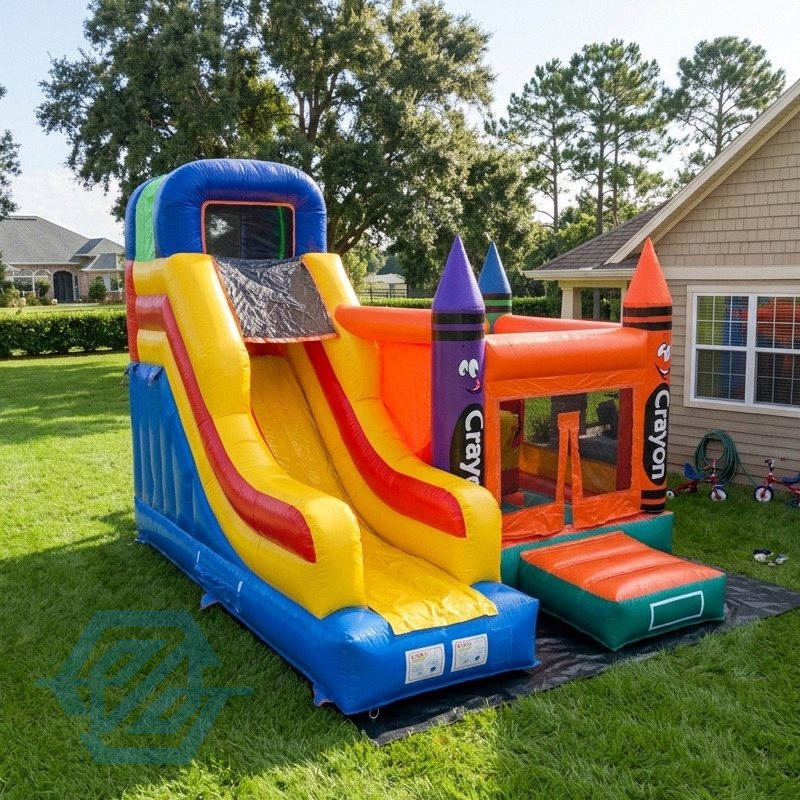 Inflatable Crayon Bounce House with Slide Combo with Blower