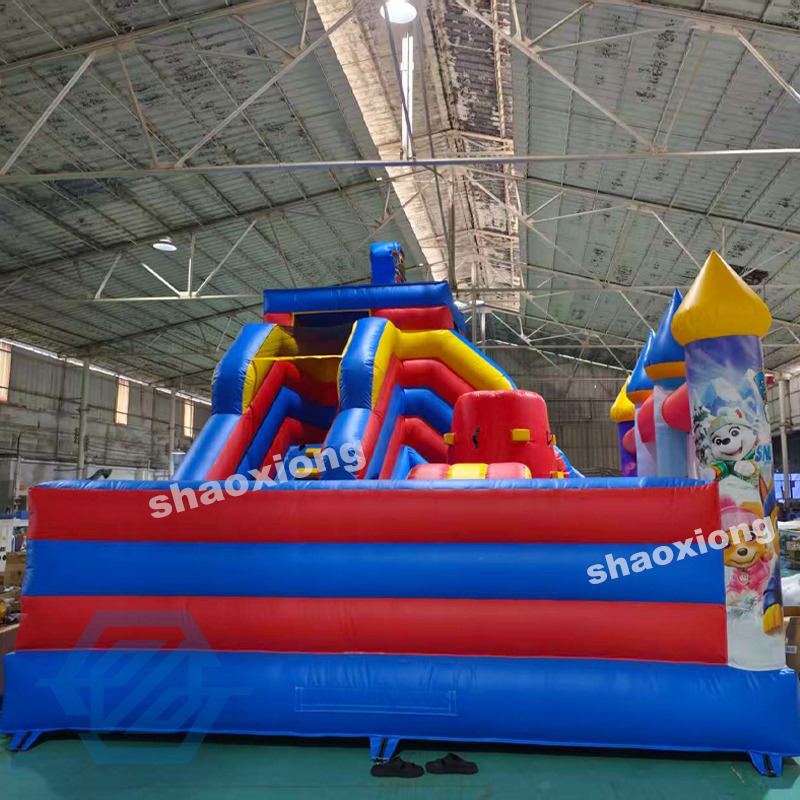 Commercial Inflatable Patrol Bounce House Slide Combo With Blower