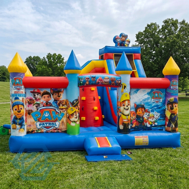 Commercial Inflatable Patrol Bounce House Slide Combo With Blower